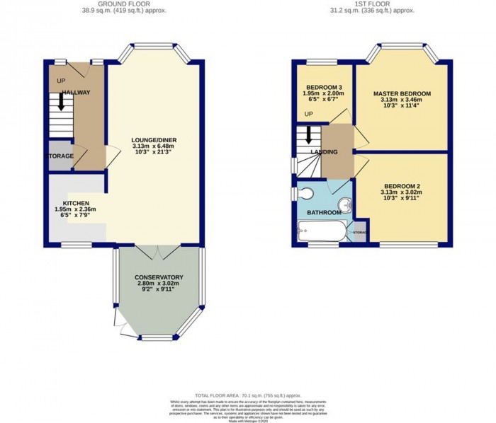 Floorplan for Pine Avenue, Whitefield, M45